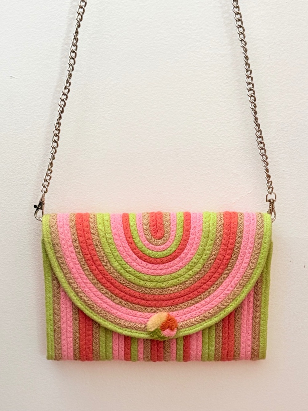 America and Beyond Shoulder Bag or Clutch. Handwoven, Spring and Summer Colors